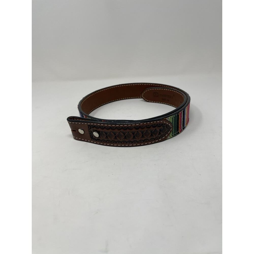 Twisted X Western Serape Stripe‎ Brown Leather Geometric Tooled Billet Size 34